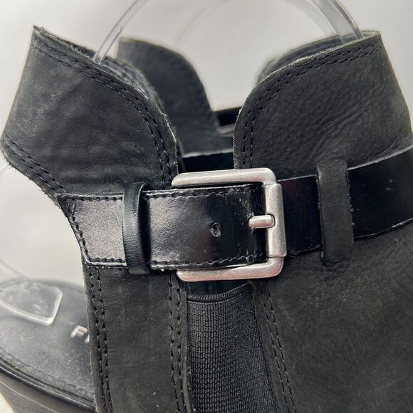 Franco Sarto Black Suede Open toe heeled booties size 9.5 - Picture 6 of 12